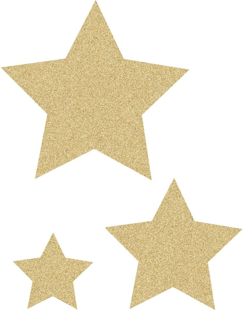 Gold Glitz Stars Accents - Asst Sizes (12.2cm=6&quot;)(11.4cm=4.5&quot;)(6.6cm=2.6&quot;) (30pcs)