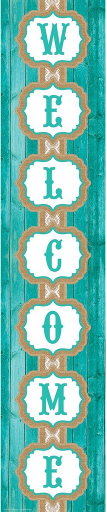 Shabby Chic Welcome! vertical Banner (8''x39'')(20.3cmx99.06cm) (1pc)