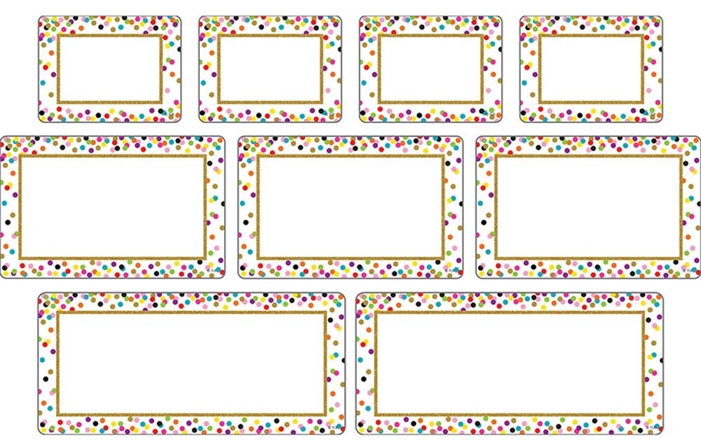 Confetti Clingy Thingies Labels, Small (4.75&quot;x2&quot;)(12cmx5cm), Medium (6.5&quot;x2.1&quot;)(16.5cmx5.3cm), Large (9.75&quot;x2&quot;)(24.7cmx5cm) (15pcs)
