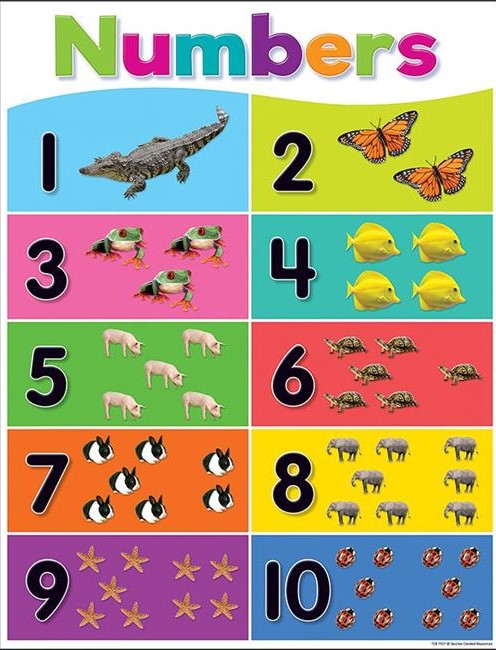 *COLORFUL NUMBERS 1-10 CHART (17''x22'')(43cmx55cm)