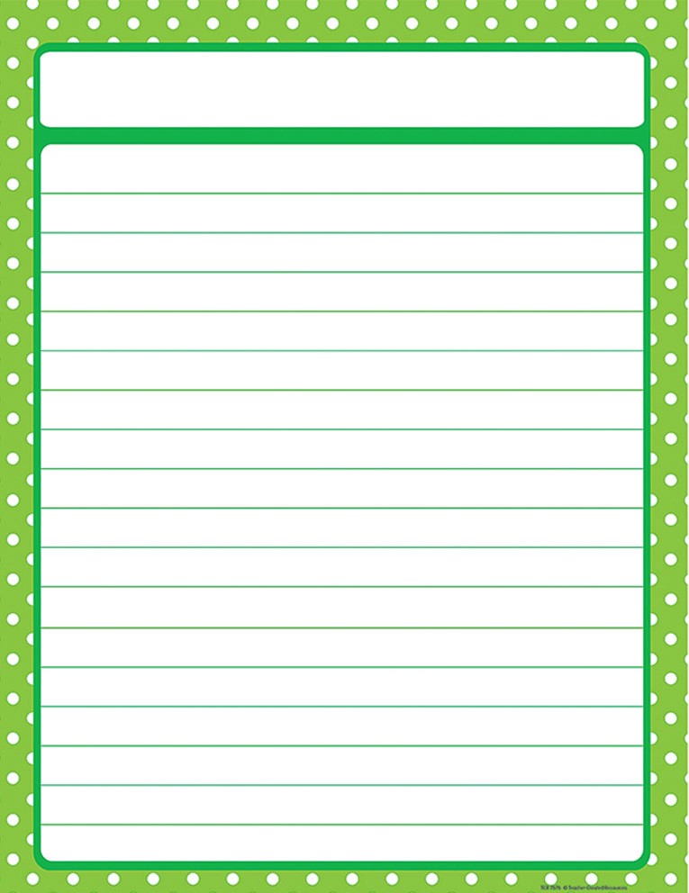 Lime Polka Dots Lined Chart (55cmx 43cm)