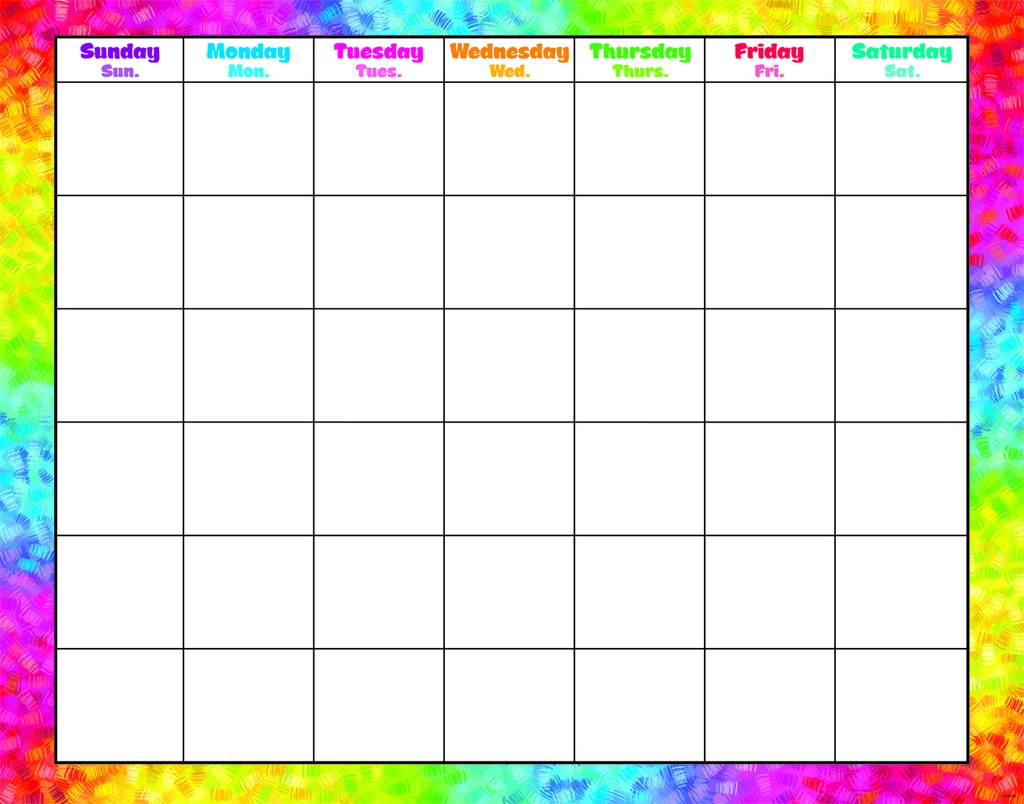 Colorful Brush Strokes Wipe-Off Calendar – Monthly  17&quot;x22&quot; (43cmx56cm)