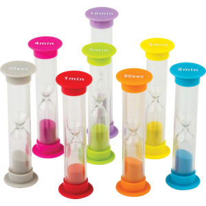 Sand Timers-Small Combo 8-Pack 30 &amp; 90 sec, 1, 2, 3, 4, 5 &amp; 10 min (1”x3.5”)(2.5cmx8.8cm)