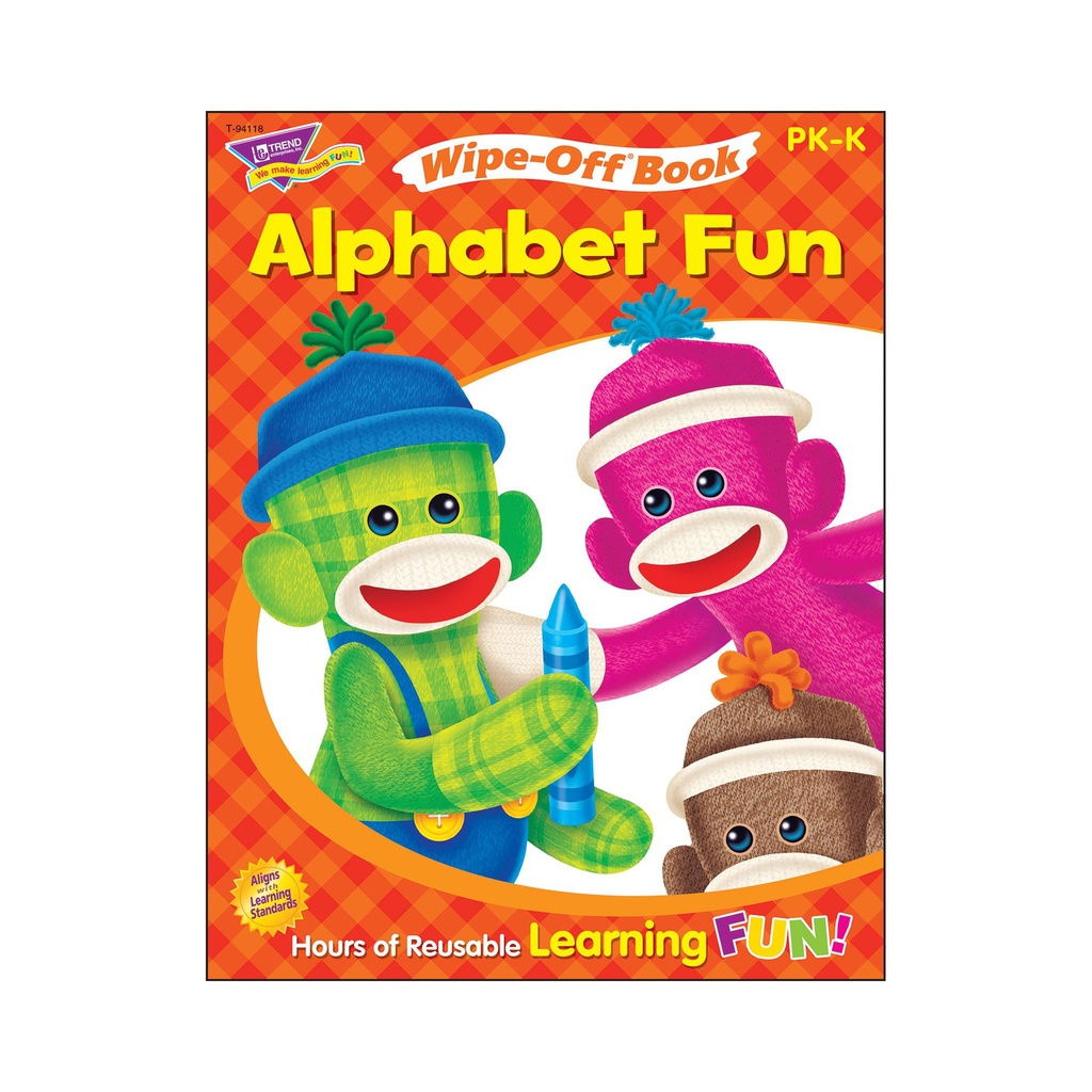 Alphabet Fun Sock Monkeys (PK-K) BOOKS Write-on/Wipe-off