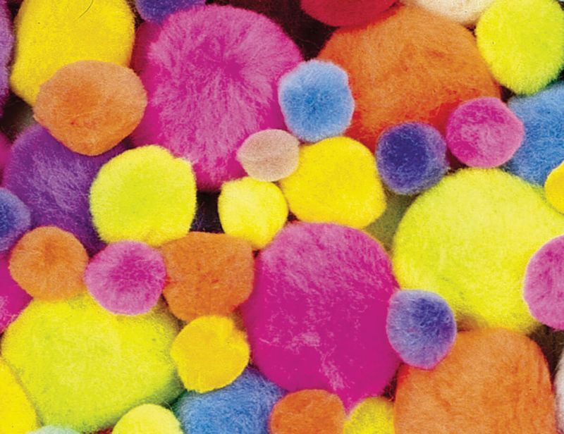 Poms Asst Size Hot Colors (100pcs)