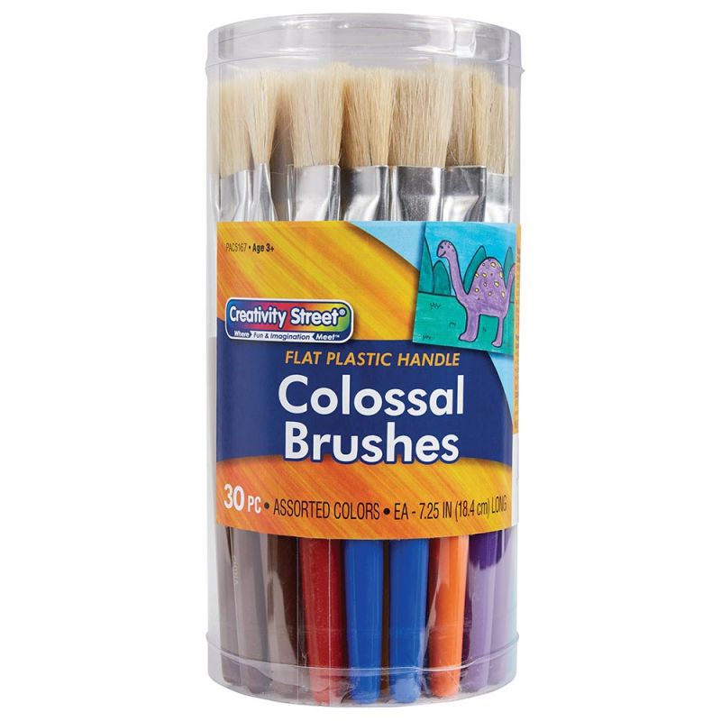 CREATIVITY STREET COLOSSAL BRUSHES 7.25" (18.4cm) LONG FLAT, ASSORTED COLORS (30pcs)