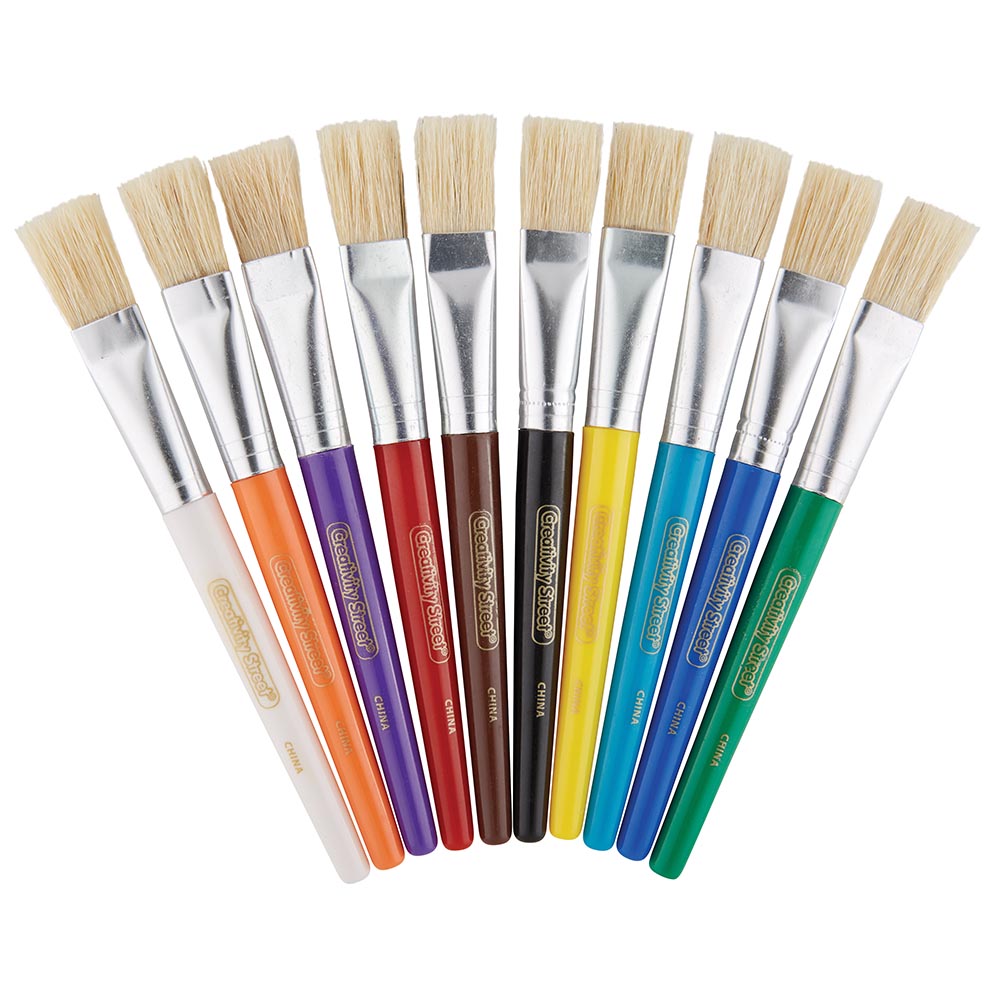 CREATIVITY STREET COLOSSAL BRUSHES 7.25" (18.4cm) LONG FLAT, ASSORTED COLORS (SINGLE) (Red, Orange, Yellow, Green, Light Blue, Dark Blue, Purple, White or Brown)