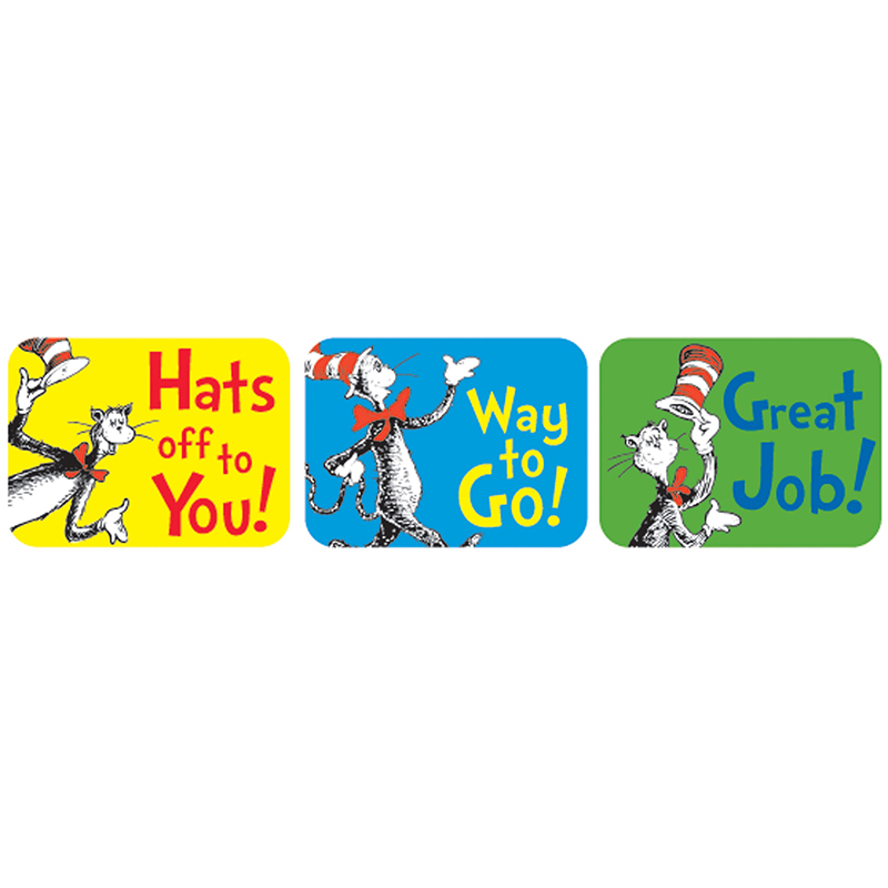 DR SEUSS CAT IN THE HAT SUCCESS STICKERS (120 Stickers)(1.3''x1'')(3.3cmx2.5cm)
