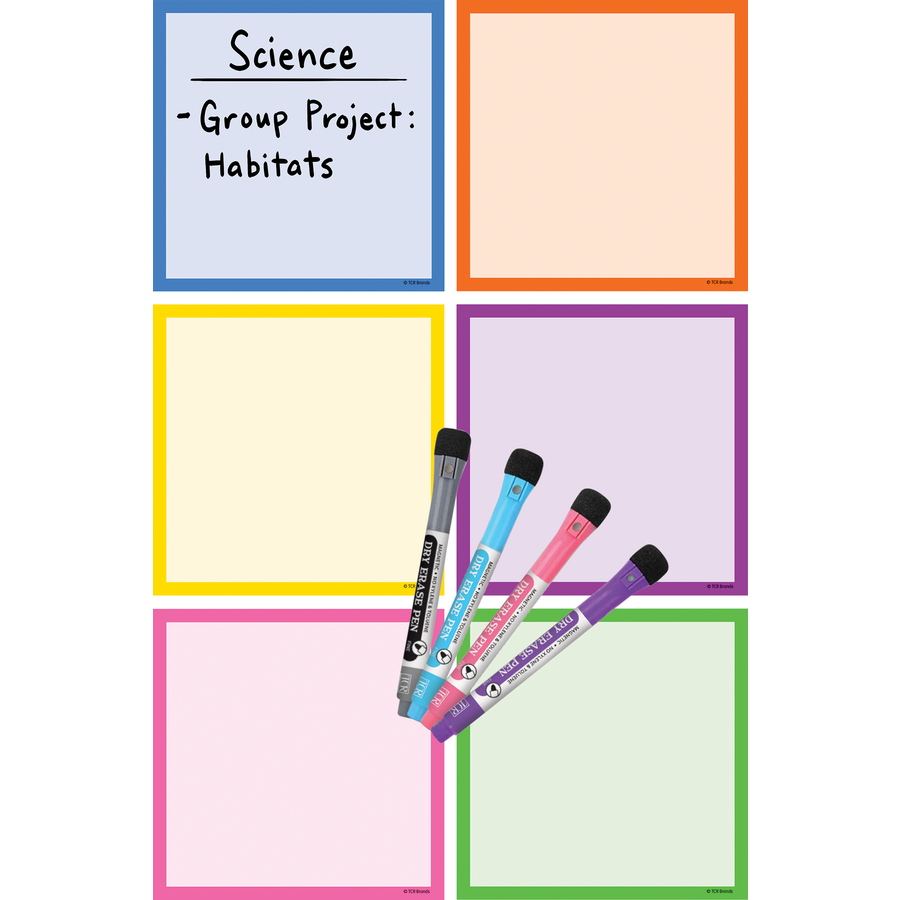 *COLORFUL MAGNETIC DRY-ERASE SQUARE NOTES 5.5&quot; x 5.5&quot; (13.8cm x 13.8cm)