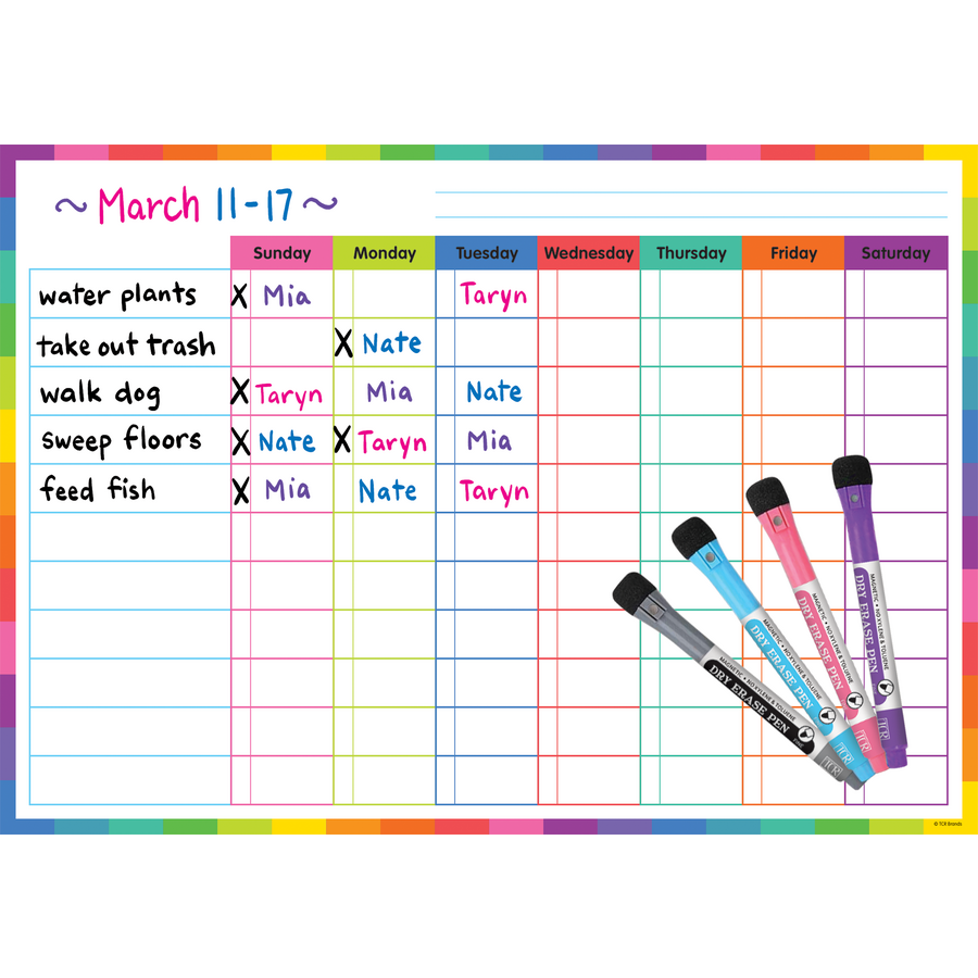 *COLORFUL MAGNETIC DRY-ERASE TASK CHART 17&quot; x 12&quot; (43cm x 30.5cm)