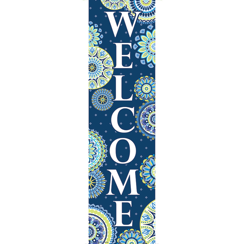 BLUE HARMONY WELCOME! vertical BANNER (12&quot;x48&quot;)(30.5cmx122cm)