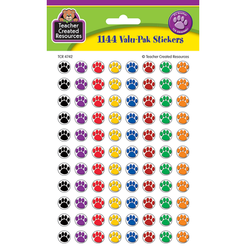 COLORFUL PAW PRINTS Mini Stickers Value Pack (0.375&quot;-1cm)(1144/pkg)
