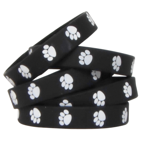 BLACK &amp; WHITE PAW PRINTS Wristbands (10 pcs) (7.25''-18.4cm)