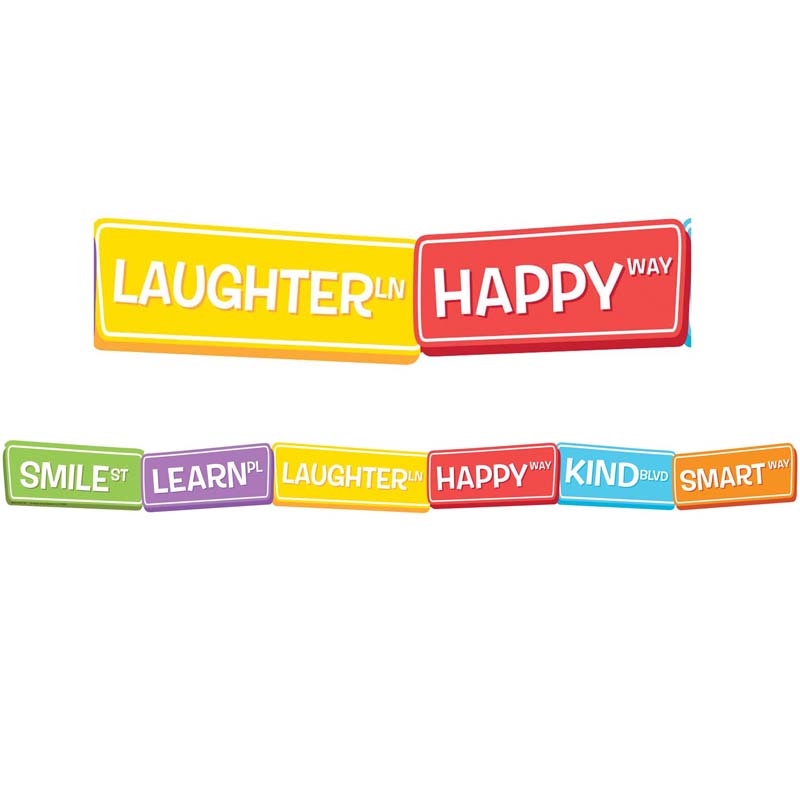 A Teachable Town Happy Street Signs  Extra-Wide Border (37&quot;x3.25&quot;)(94cmx5.7cm)  (12 strips)