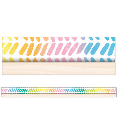 WATERCOLOR CHEVRON STRAIGHT BORDERS CREATIVELY INSPIRED, 12pcs 3''x36'(7.6cmx10.9m)