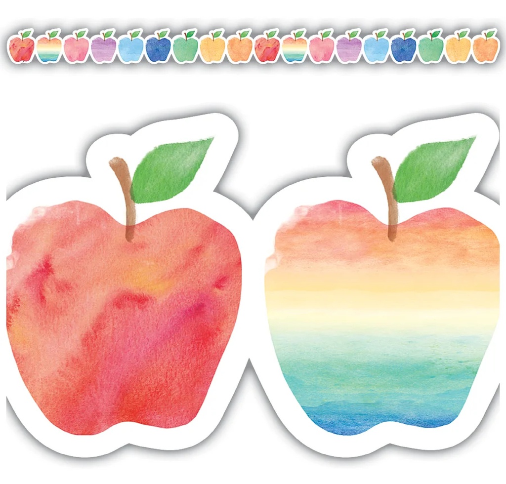 Watercolor Apples Die-Cut Border Trim, 12pcs 2.75''x25'(6.9cmx10.6m)