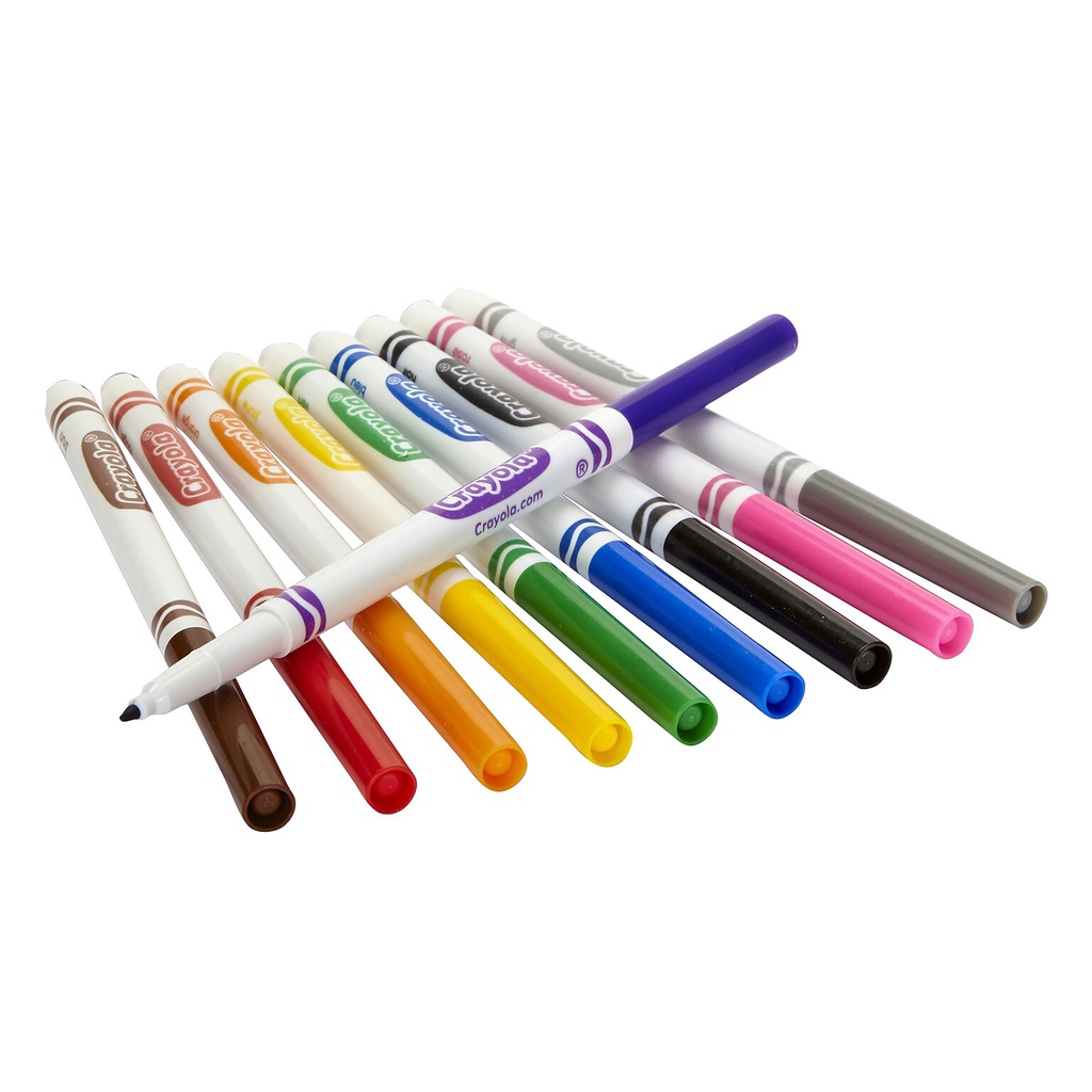 CRAYOLA Markers - 10 Colors, Fine Tip S/10 markers (Banded)