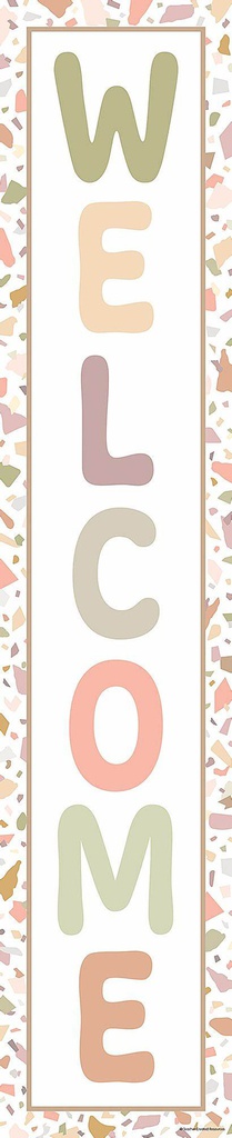 Terrazzo Tones Welcome! vertical Banner  (8''x39'')(20.3cmx99cm)