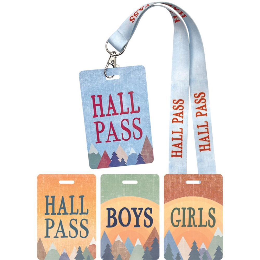 Moving Mountains Hall Pass Lanyards (4pcs) (Tags:2.75''x4.6''-7cmx11.6cm) (Lanyard:0.75''x16.5''-2cmx42cm)