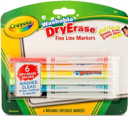 [BIN985906] Crayola 6 Colors Washable Dry Erase Fine Line Markers (3+yrs)