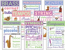 [MCXC3102] Music Chatter Charts BB Set (8) Colorful Posters Middle /Upper Grades (11''x17'')(28cm