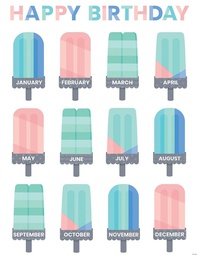 [CTPX8633] Calm &amp; Cool Happy Birthday Chart (21.6''x17'')(55cmx43cm)