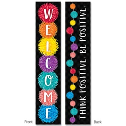 [CTP8670] POM-POMS (WELCOME/THINK POSITIVE. BE POSITIVE) BANNER (39''x8'')(99cmx20.3cm) (1pc Double Sided)