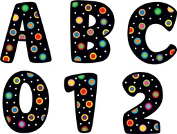 [CTPX4630] Poppin' Patterns Dots on Black Uppercase Letter Number Stickers (0.9''-2.5cm)(133 stickers)