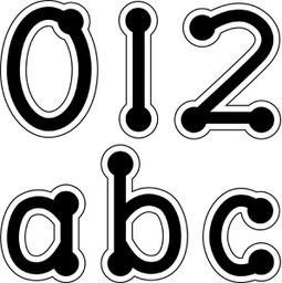 [CTPX4633] Black Dot-to-Dot Lowercase Letter Number Stickers (0.7''-2cm)(155 stickers)