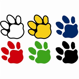 [CTPX5930] Paw Prints Mini Designer Accents (6/ designs  (25 each diff. colors (3cm) (150 pcs)