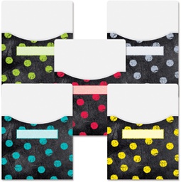 [CTPX6927] DOTS ON CHALKBOARD LIBRARY POCKETS- Ex Lg (23cmx30cm-9''x11.8'')  (10 pockets)
