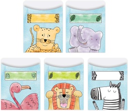 [CTPX7244] SAFARI FRIENDS LIBRARY POCKETS (3.4''x5.2'')(8.8cmx13.3cm)(35 pockets)