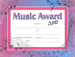 [IFX416] MUSIC AWARD CERTIFICATE (21.5cmx27.9cm)(8.4''x11'') (36 sheets)