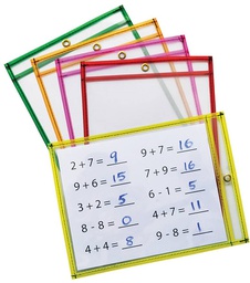 [PAC9891S] DRY ERASE POCKETS NEON ASST 9&quot;x12&quot;(22.8cmx30.4cm) SINGLE (Pink, Orange, Red, Yellow or Green)