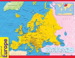 [TX38142] Continent of Europe Chart (55cmx43cm)(21''x17'')