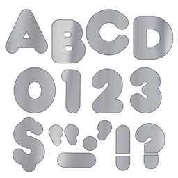 [TX480] Silver Metallic Casual Upper Case Ready Letters (71 characters)(4''-10cm)