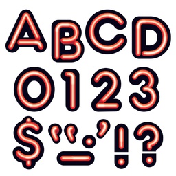 [TX79511] Bright Red Neon Uppercase Letters, Numbers, Punctuation(4''-10cm)(71pcs)