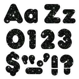 [T79944] Black Sparkle Casual Combo Letters (182pcs)(4''=10cm)