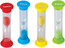 [TCR20663] Sand Timers-Small Combo 4-Pack 1,2,3 &amp; 5 minute (1” x 3.5”)(2.5cmx8.8cm)