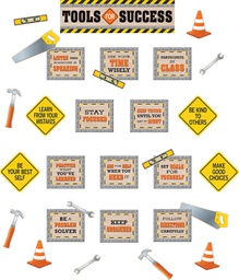 [TCR8744] Under Construction Tools for Success Mini Bulletin Board 21''x6''(53.3cmx15.2cm) 31pcs
