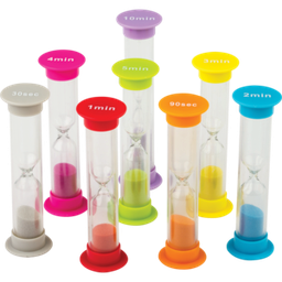 [TCR20697] Sand Timers-Small Combo 8-Pack 30 &amp; 90 sec, 1, 2, 3, 4, 5 &amp; 10 min (1”x3.5”)(2.5cmx8.8cm)