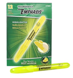 [DIXX47065] TICONDEROGA Emphasis Highlighter -Desk Style-Chisel Tip-Yellow (12ct)