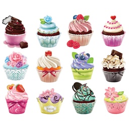 [CZA0079ZZC] CUPCAKES MINI SHAPED PUZZLE SET/12 PUZZLES (AGE 10+)  (500 pc)