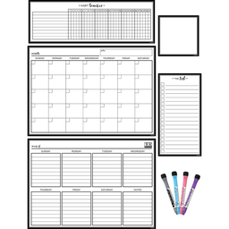 [TCR77407] BLACK &amp; WHITE MAGNETIC DRY-ERASE CALENDAR 17&quot; x 12&quot; (43cm x 30.5cm)