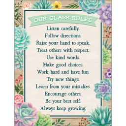 [TCR7974] Rustic Bloom Our Class Rules Chart (17''x22'')(43cmx56cm)
