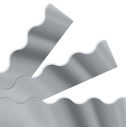 [T91253] Silver Metallic  SCALLOPED BORDERS 32' x 2.25&quot;  (9.75m x 5.7cm)