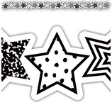[TCR6939] Black &amp; White Stars Die-Cut Border (12pcs) (2.75x35'')(6.9cmx88.9cm), total (35'=10.6m)