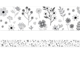 [TCR6808] Black &amp; White Floral Straight Border Trim(12pcs)(3''x35'')(7.6cmx89cm)